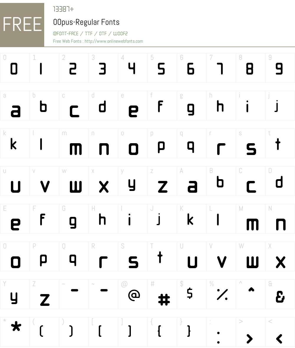 0Opus-Regular Font Screenshots
