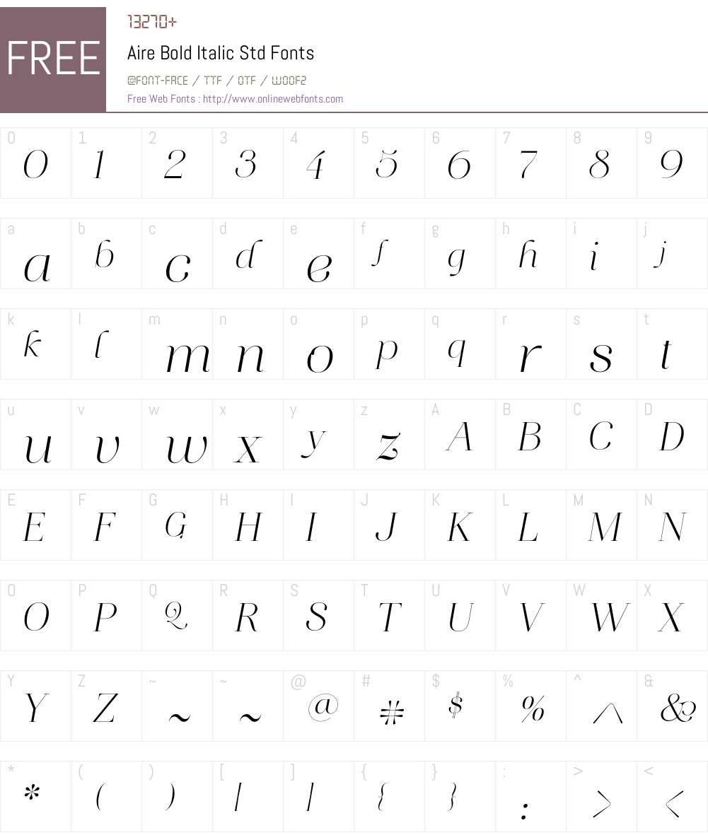 Aire Bold Italic Std Font Screenshots