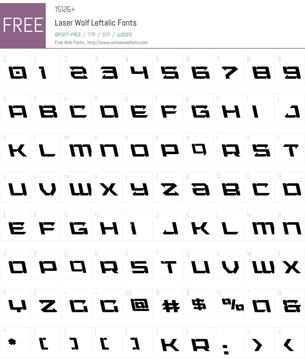 Laser Wolf Leftalic 1.0; 2017 Fonts Free Download
