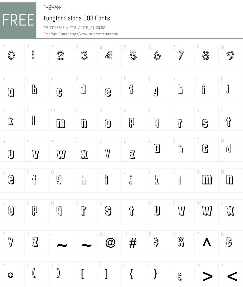 tungfont alpha 003 Font Screenshots