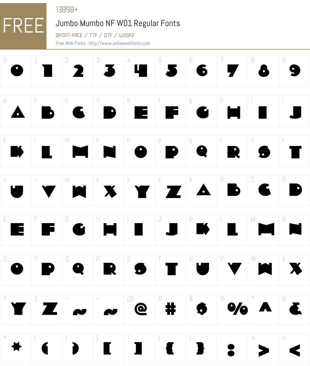 JumboMumboNFW01-Regular Font Screenshots