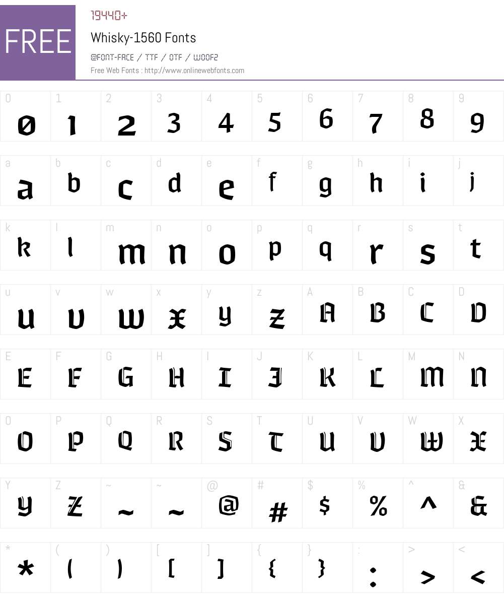 Whisky-1560 Font Screenshots