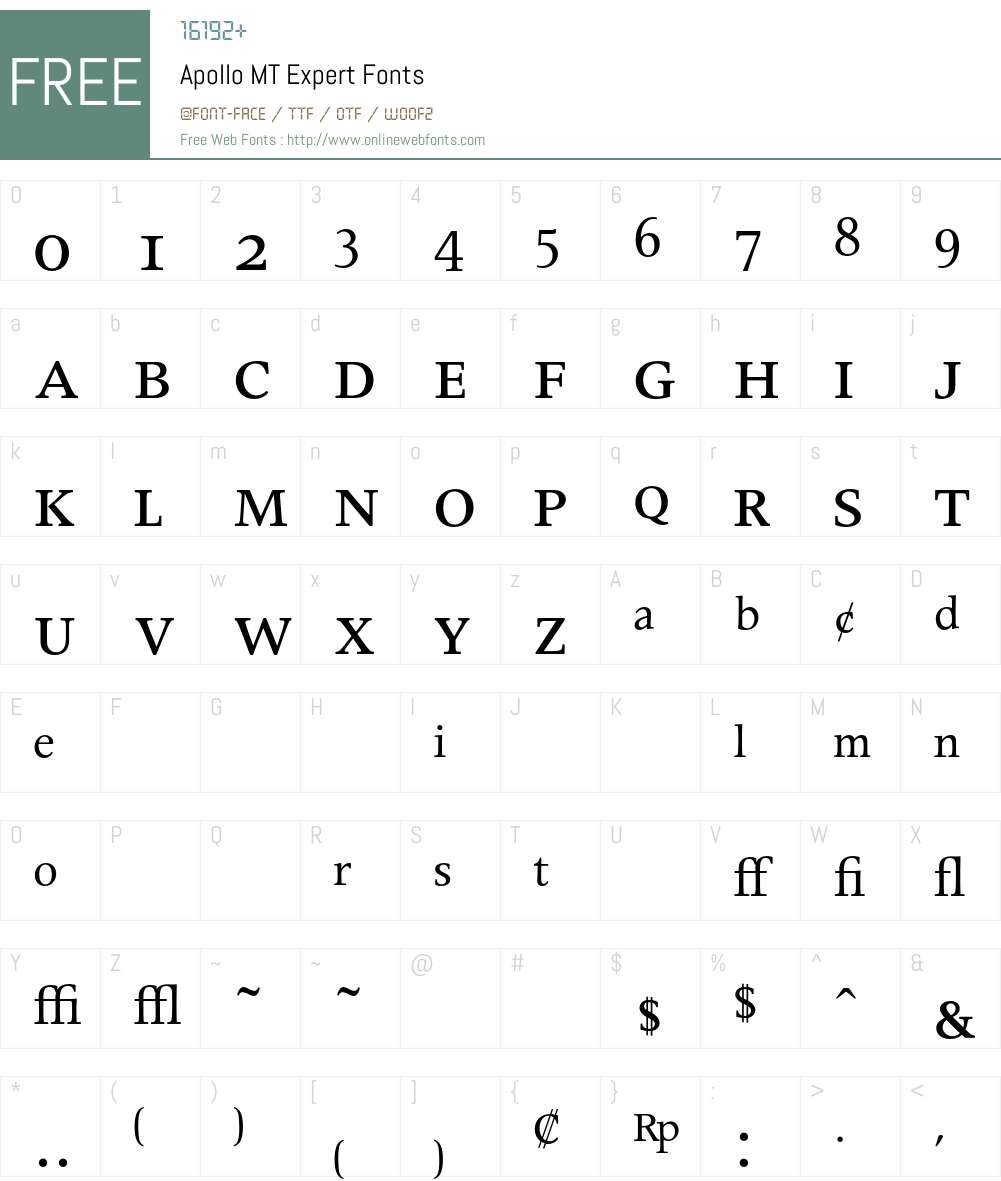 Apollo MT Font Screenshots