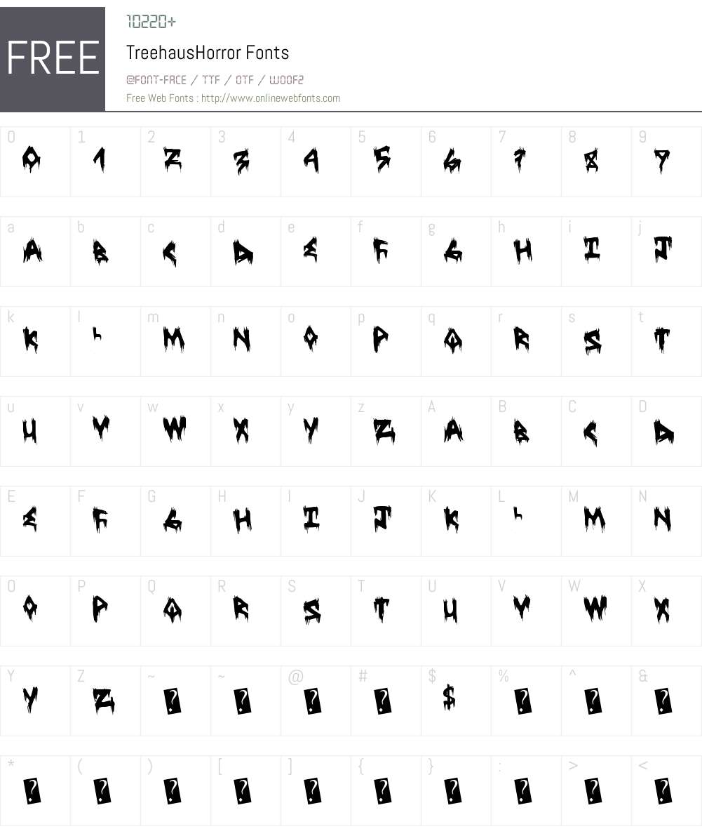 TreehausHorror Font Screenshots