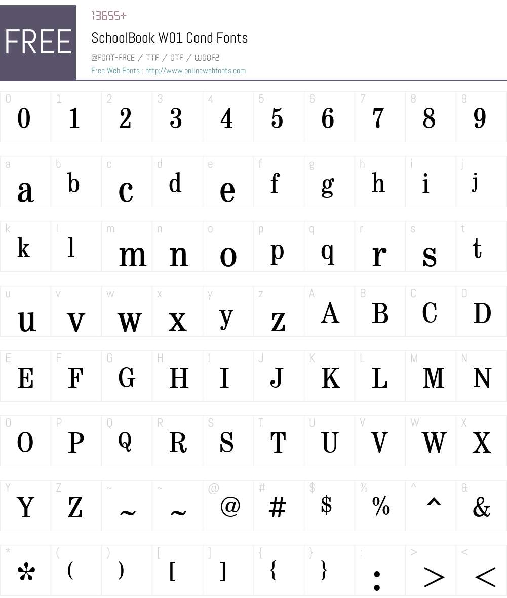 SchoolBookW01-Cond Font Screenshots