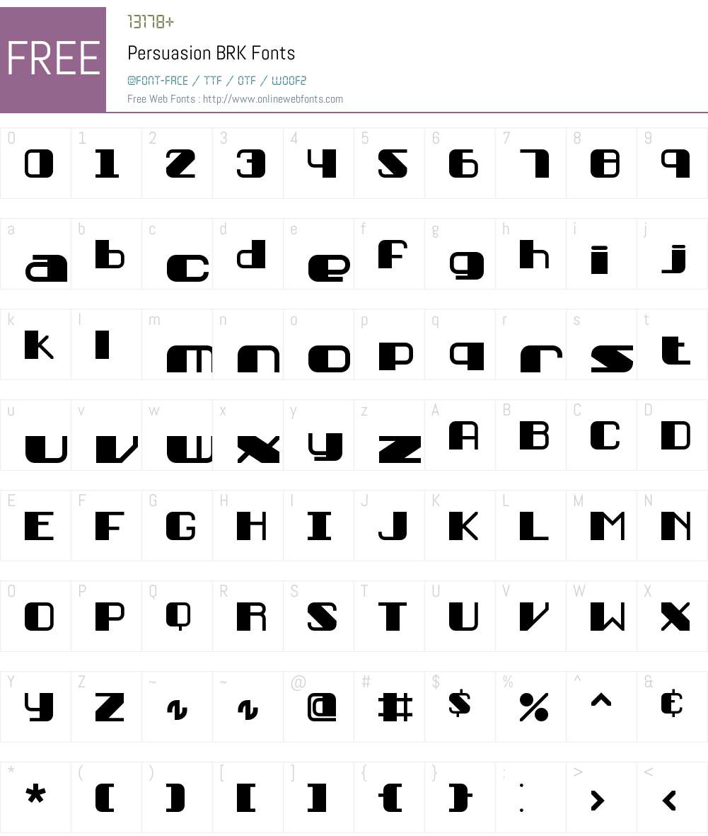 Persuasion BRK Font Screenshots