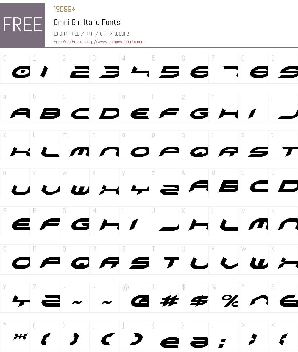 Omni Girl Italic Font Screenshots