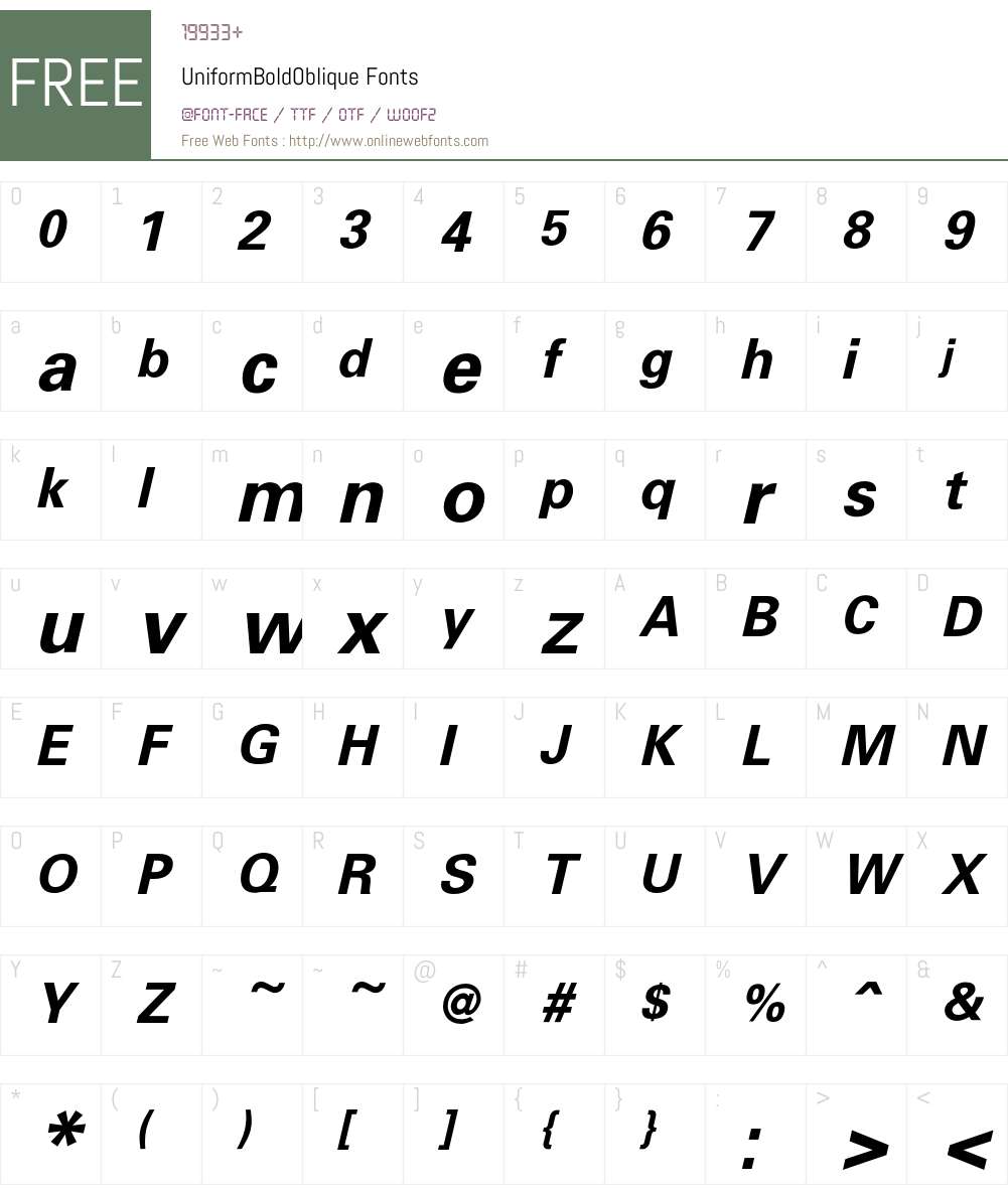 Uniform Font Screenshots