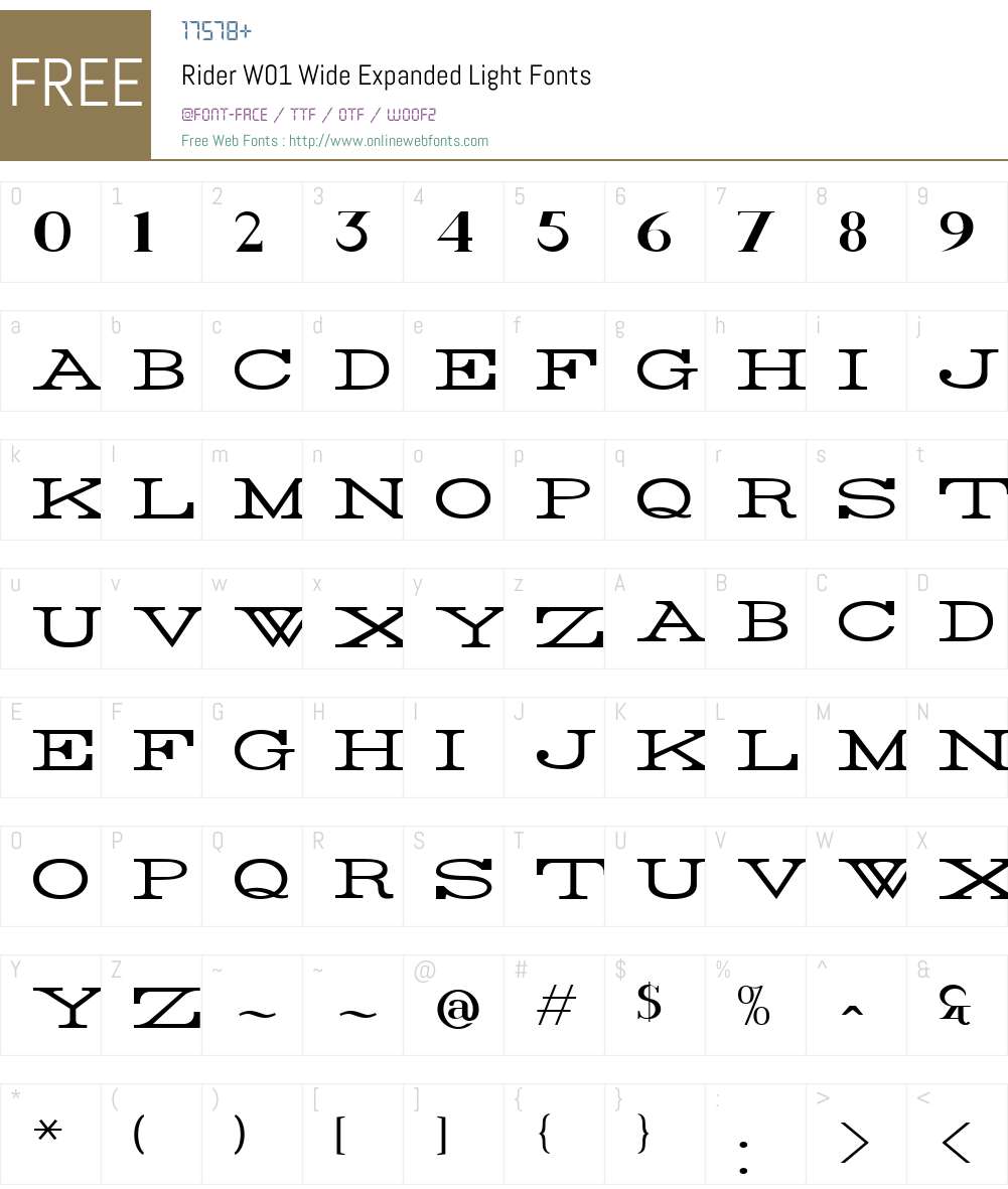 RiderW01-WideExpandedLight Font Screenshots