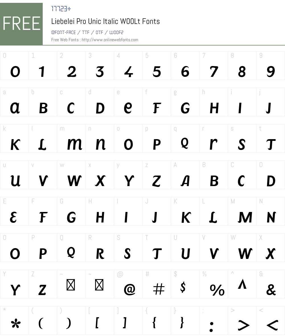LiebeleiProUnicItalicW00-Lt Font Screenshots