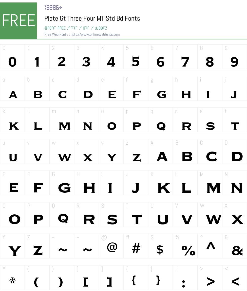 Plate Gt Three Four MT Std Font Screenshots