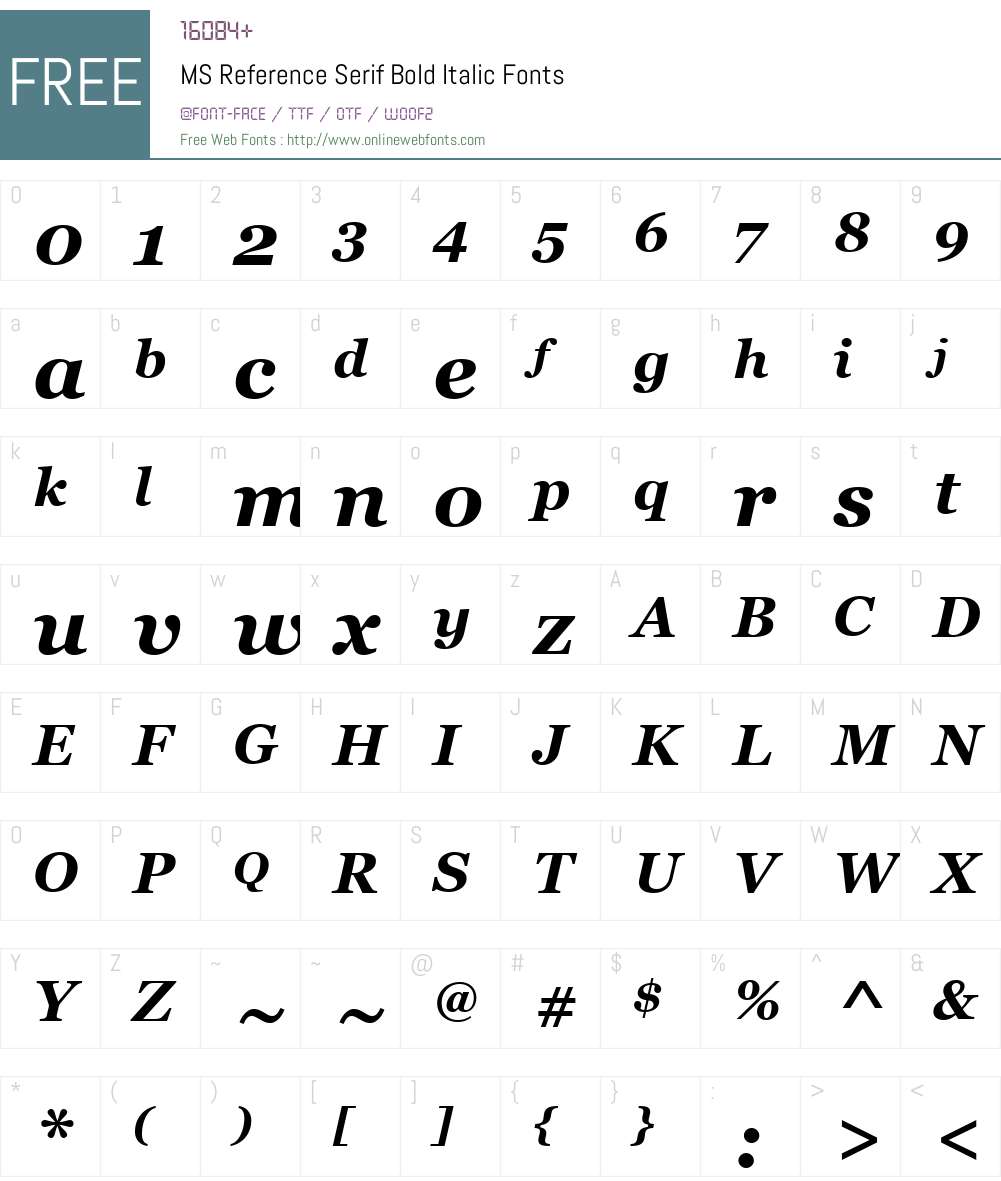MS Reference Serif Font Screenshots