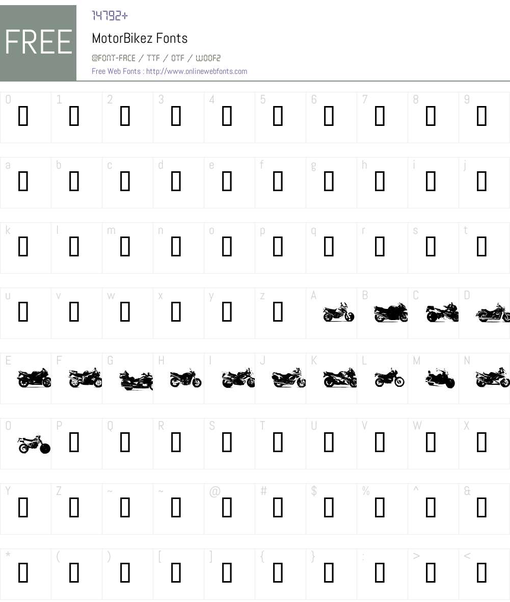MotorBikez Font Screenshots