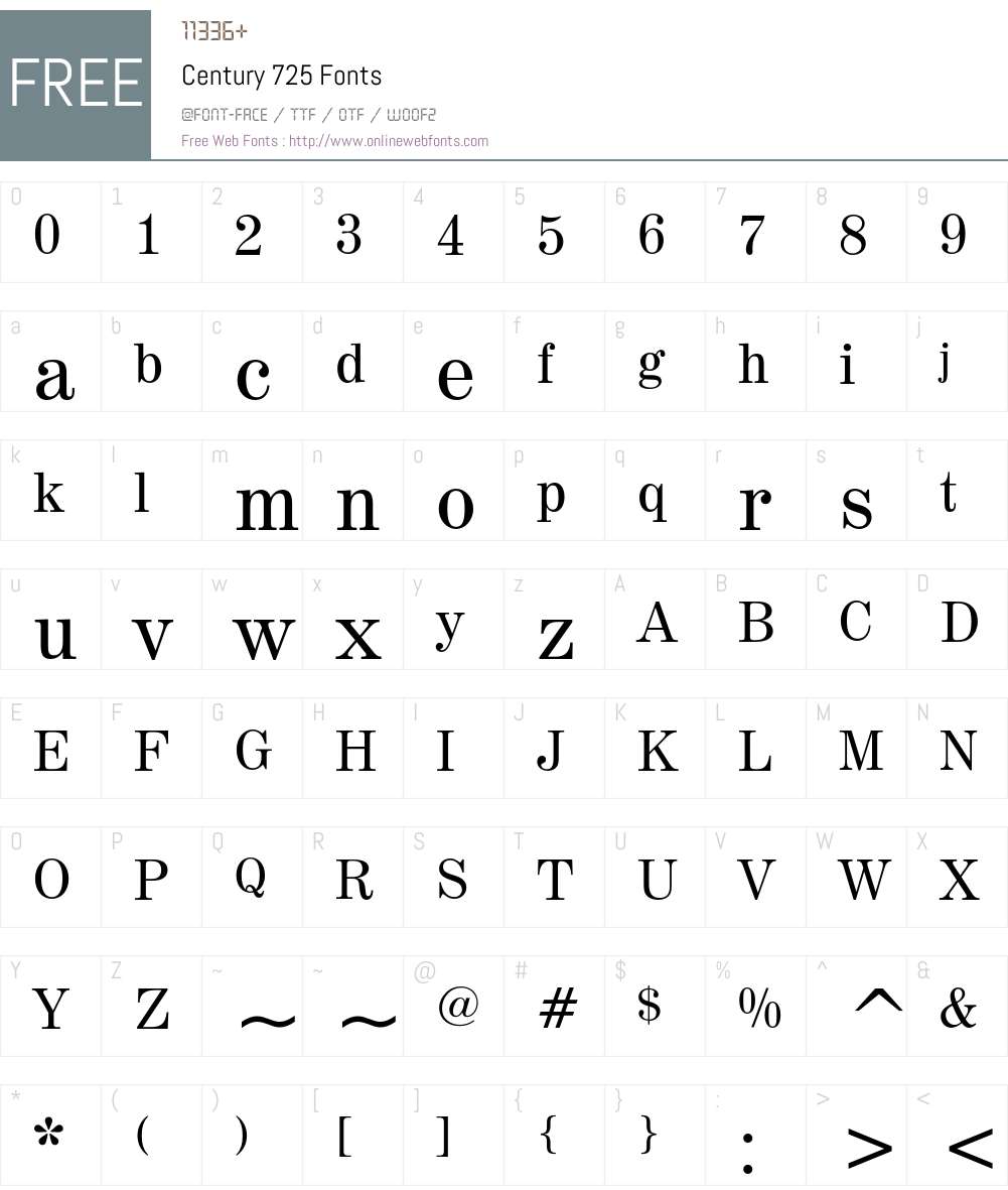 Century 725 Font Screenshots