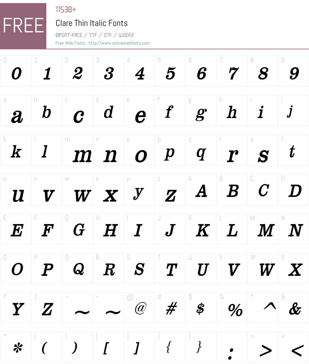 Clare Thin Font Screenshots