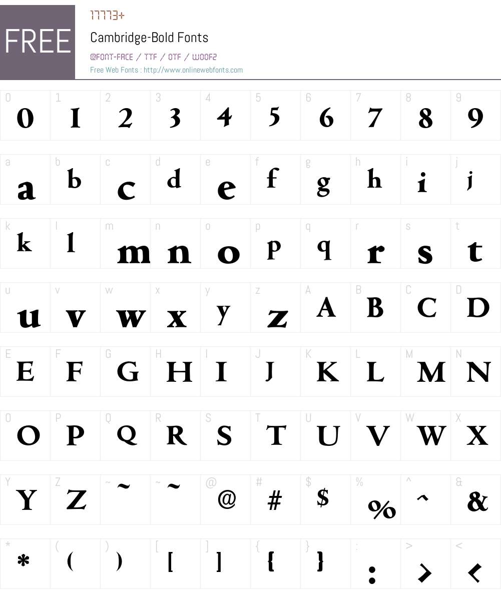 Cambridge-Bold Font Screenshots