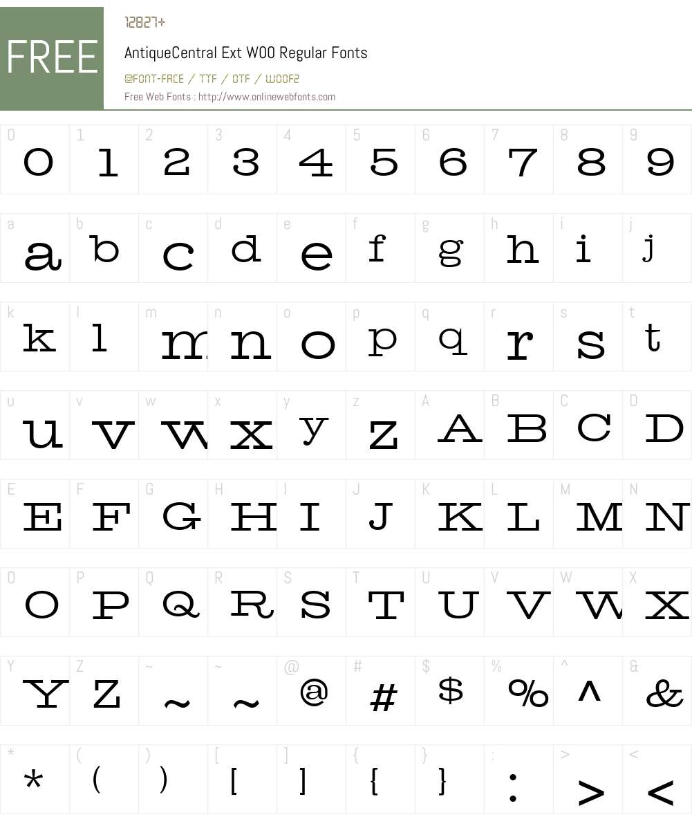 AntiqueCentralExtW00-Rg Font Screenshots