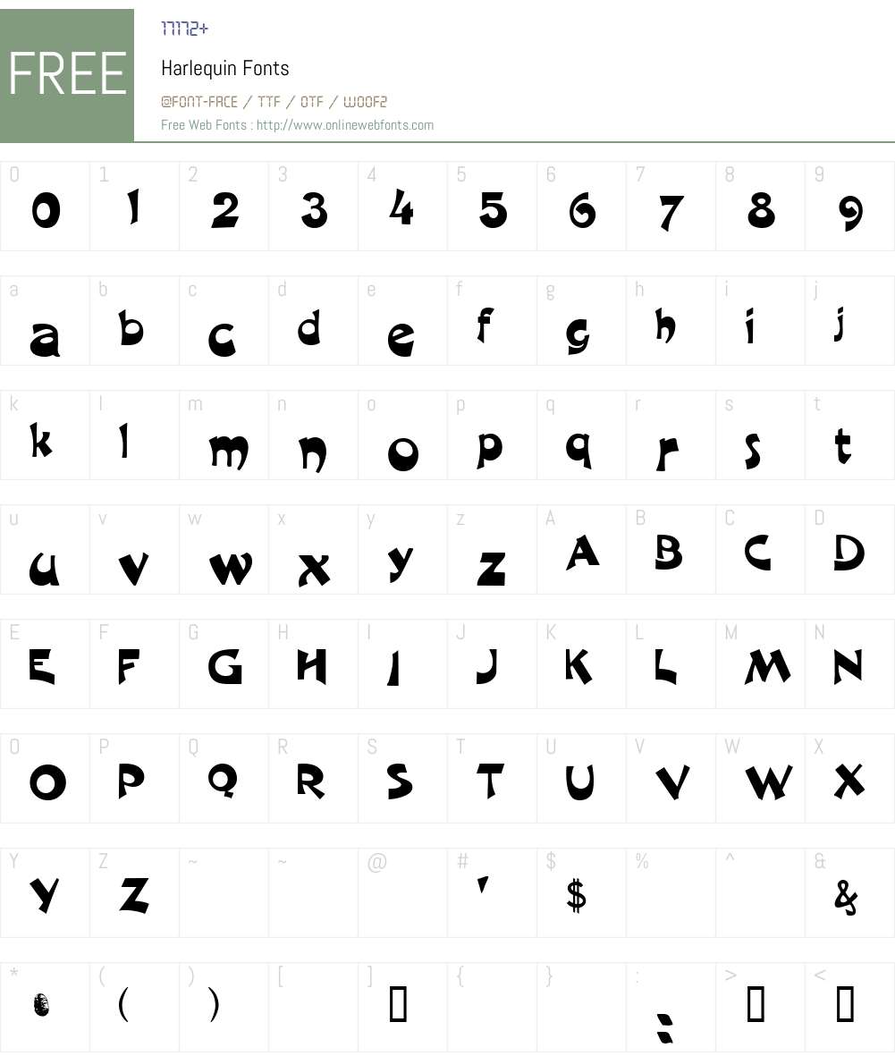 Harlequin Font Screenshots