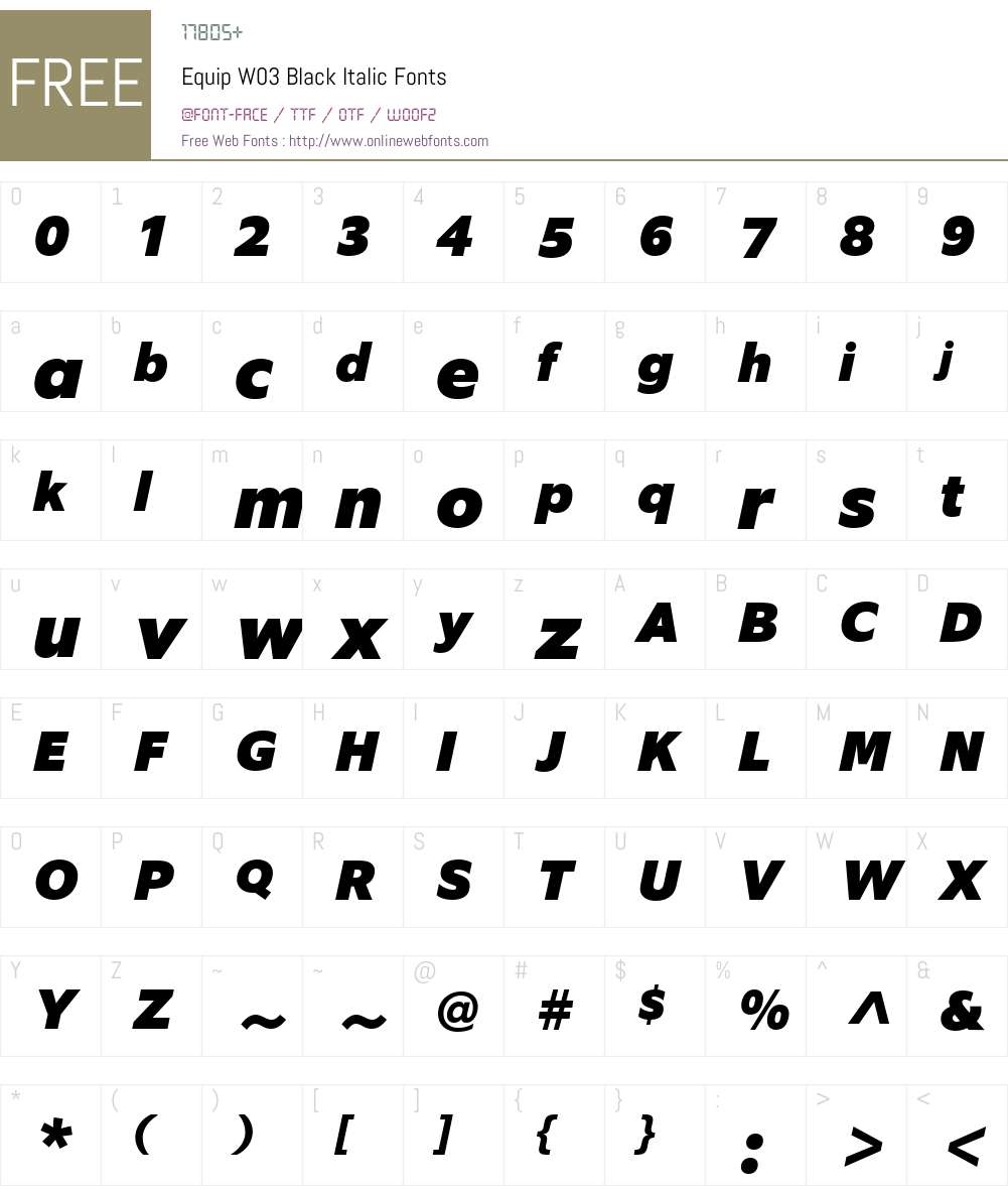 EquipW03-BlackItalic Font Screenshots