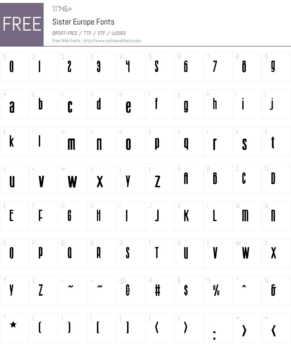 Sister Europe Font Screenshots