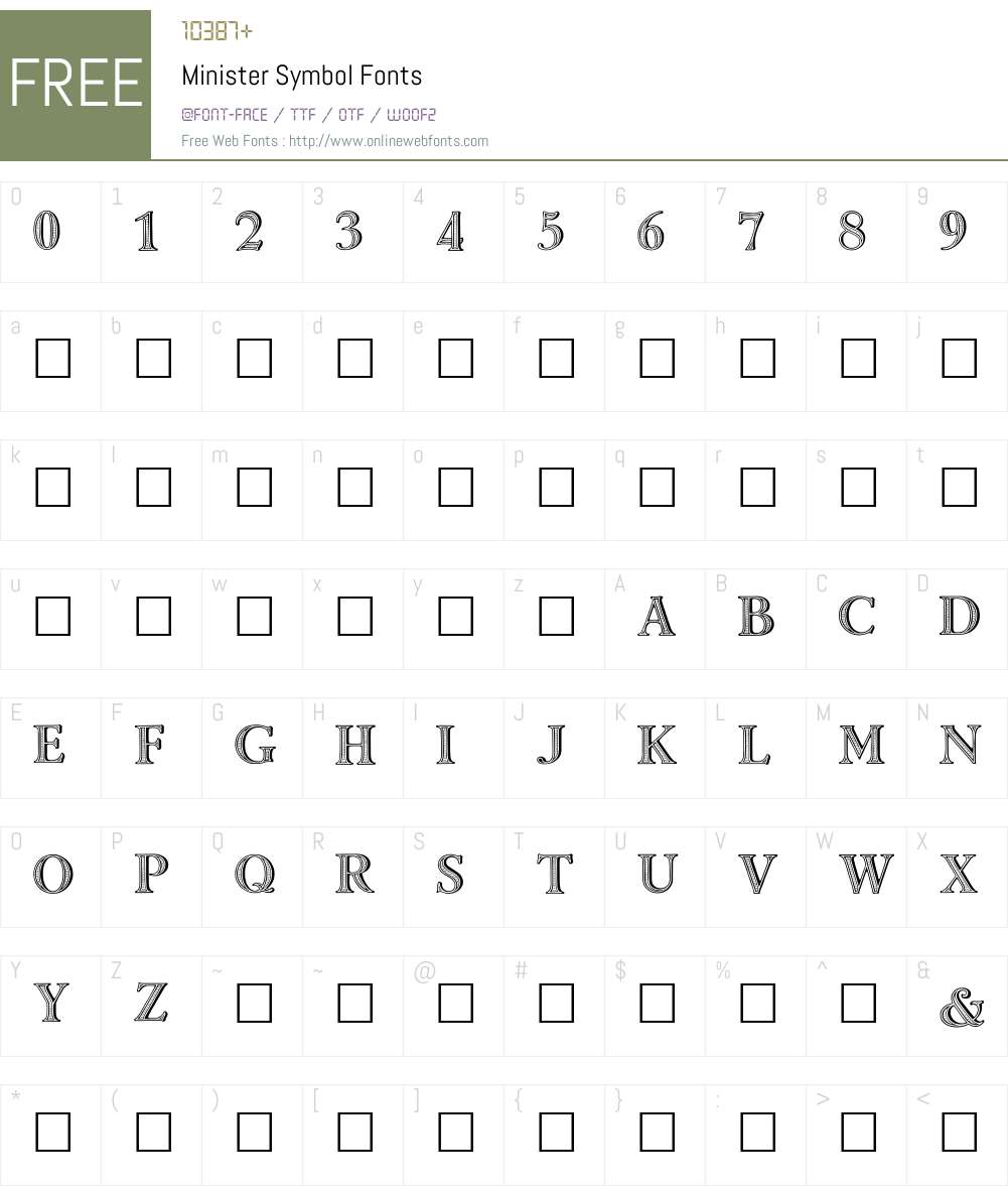 Minister Symbol Font Screenshots
