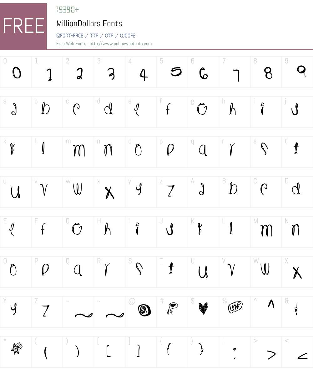 MillionDollars Font Screenshots