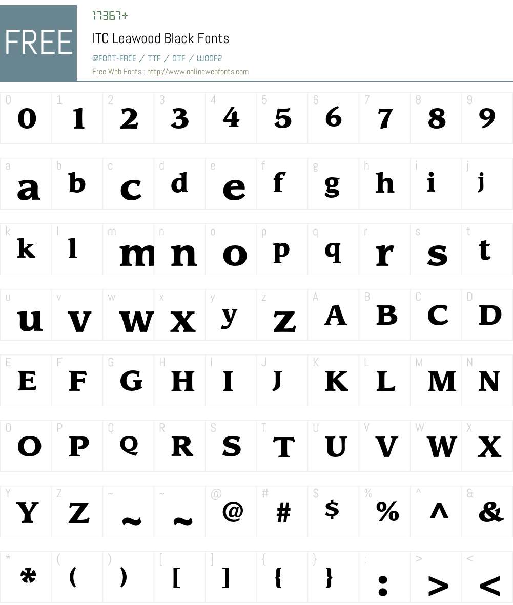 ITC Leawood Font Screenshots
