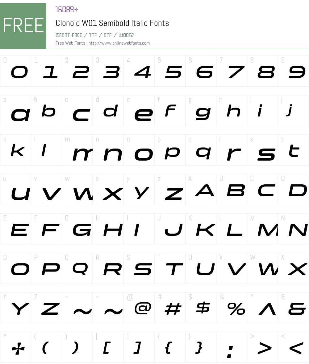 ClonoidW01-SemiboldItalic Font Screenshots