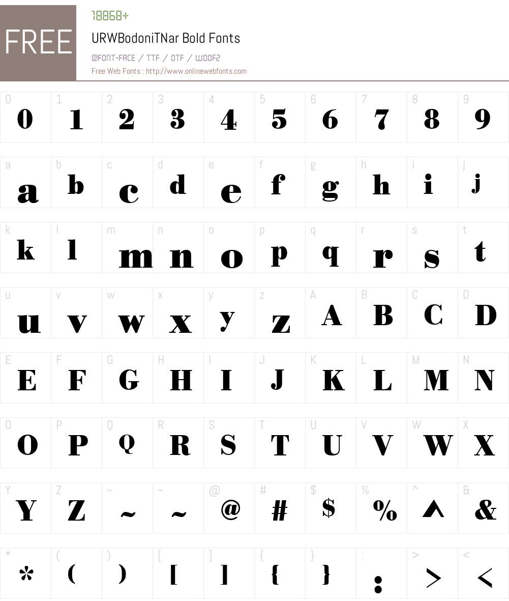 URWBodoniTNar Font Screenshots