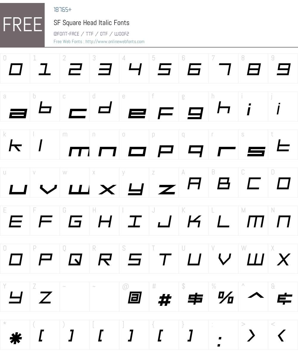 SF Square Head Font Screenshots