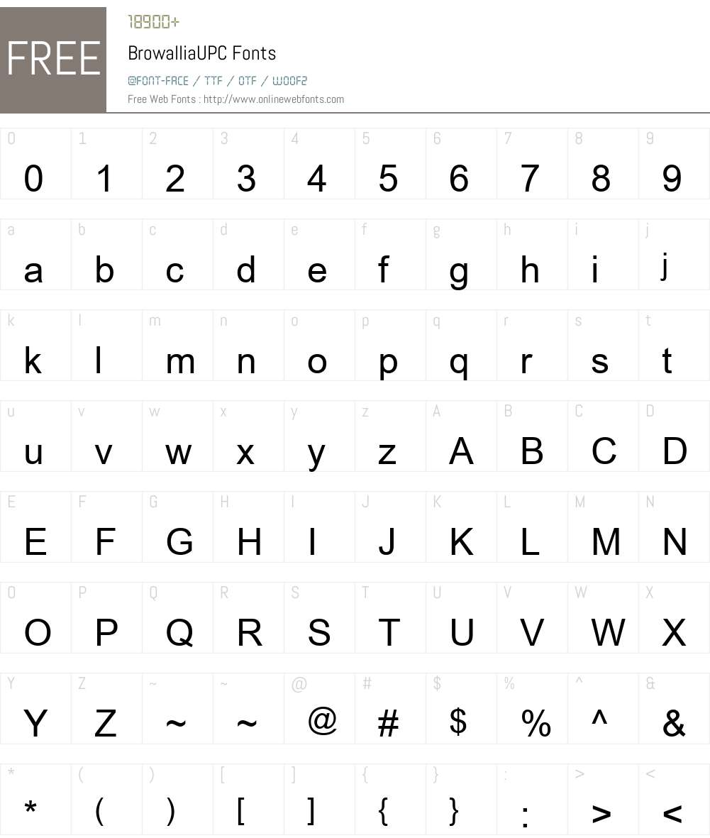 BrowalliaUPC Font Screenshots