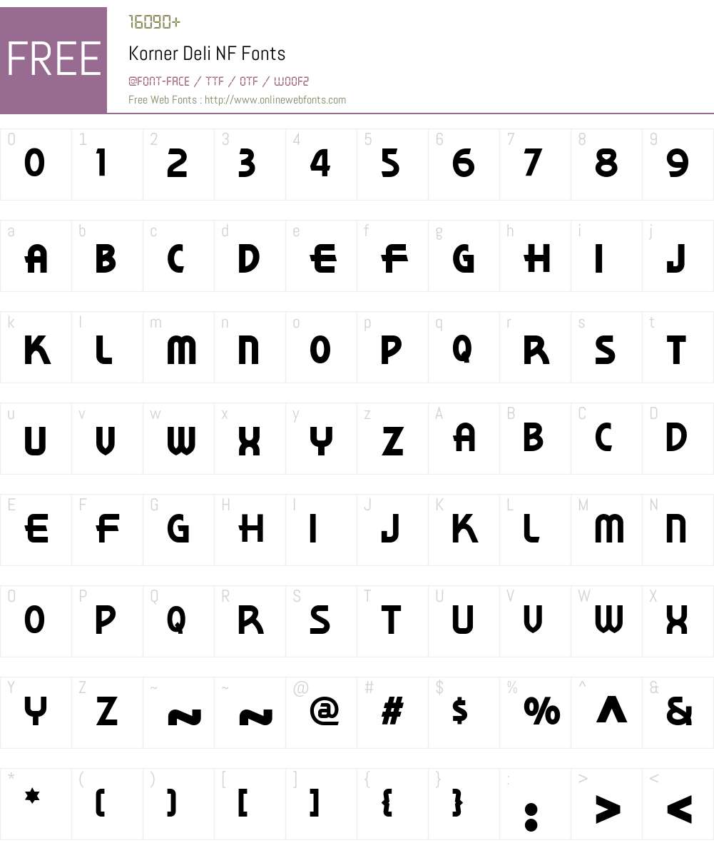 Korner Deli NF Font Screenshots