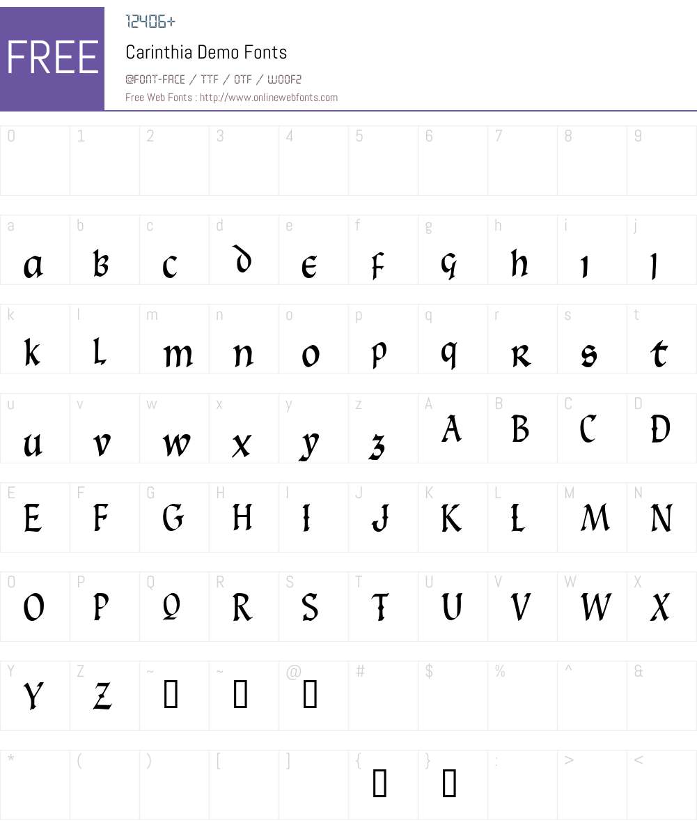 Carinthia Demo Font Screenshots