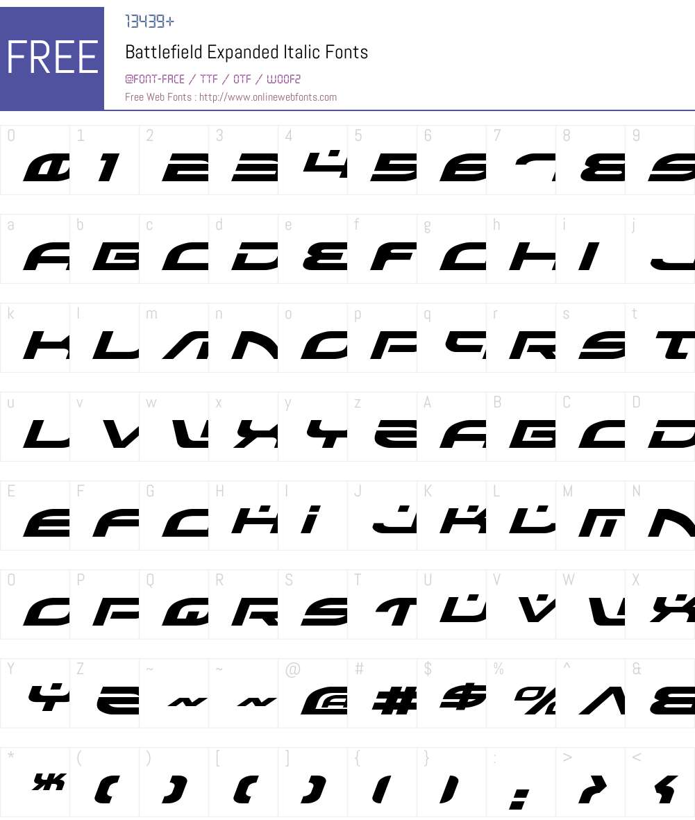 Battlefield Expanded Italic Font Screenshots