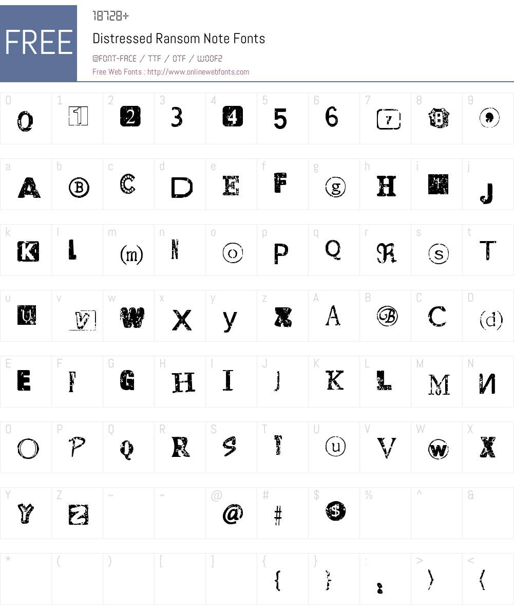 Distressed Ransom Note Font Screenshots
