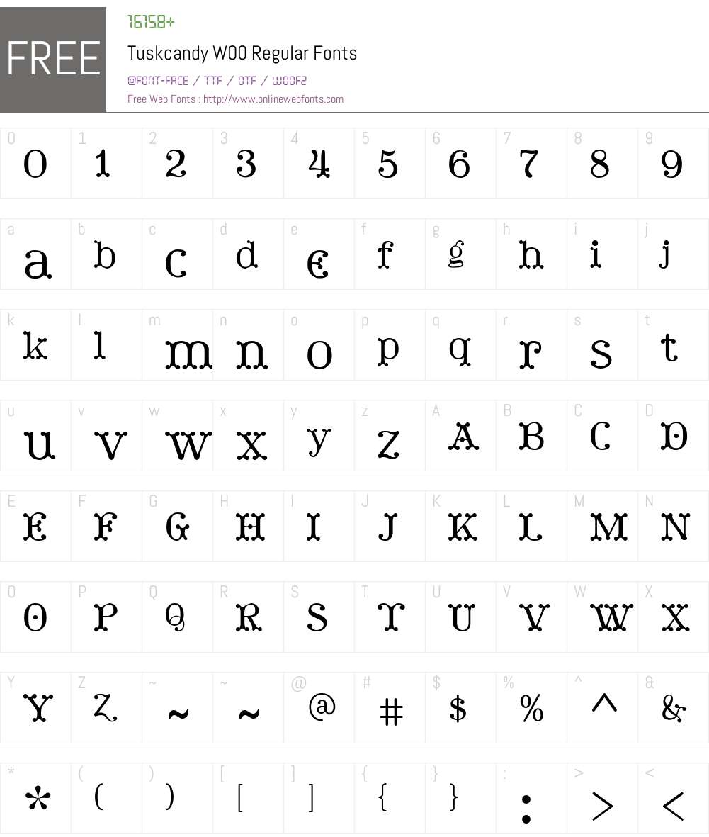 TuskcandyW00-Regular Font Screenshots