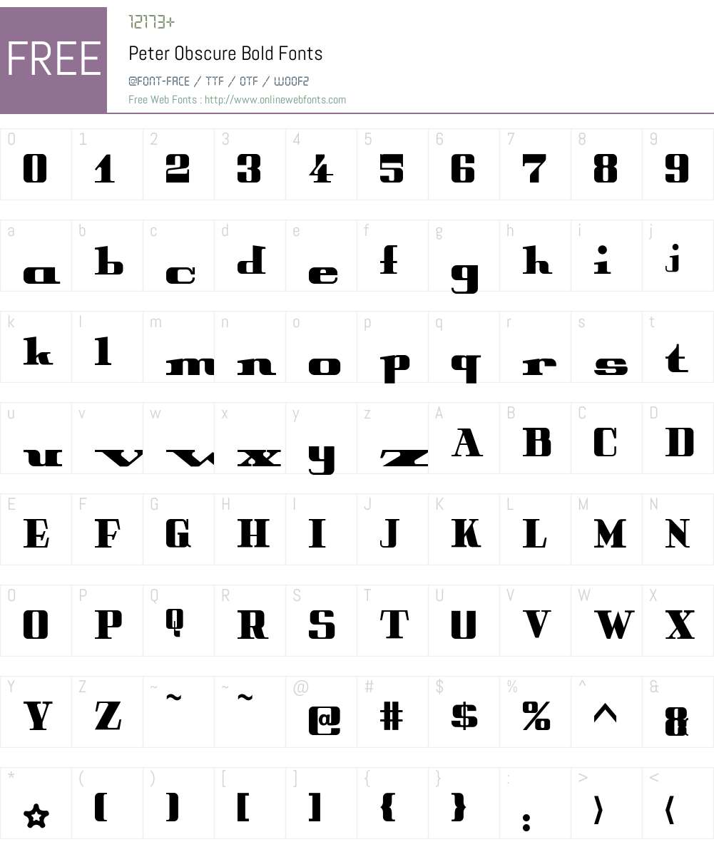 Peter Obscure Font Screenshots