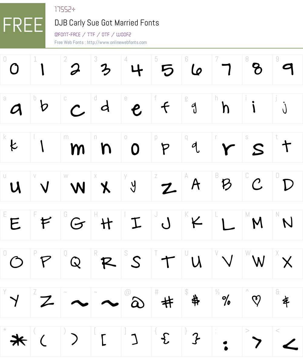 DJB Carly Sue Got Married Font Screenshots