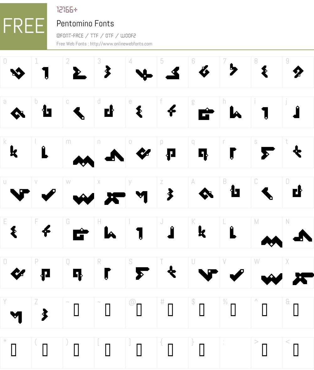 Pentomino Font Screenshots