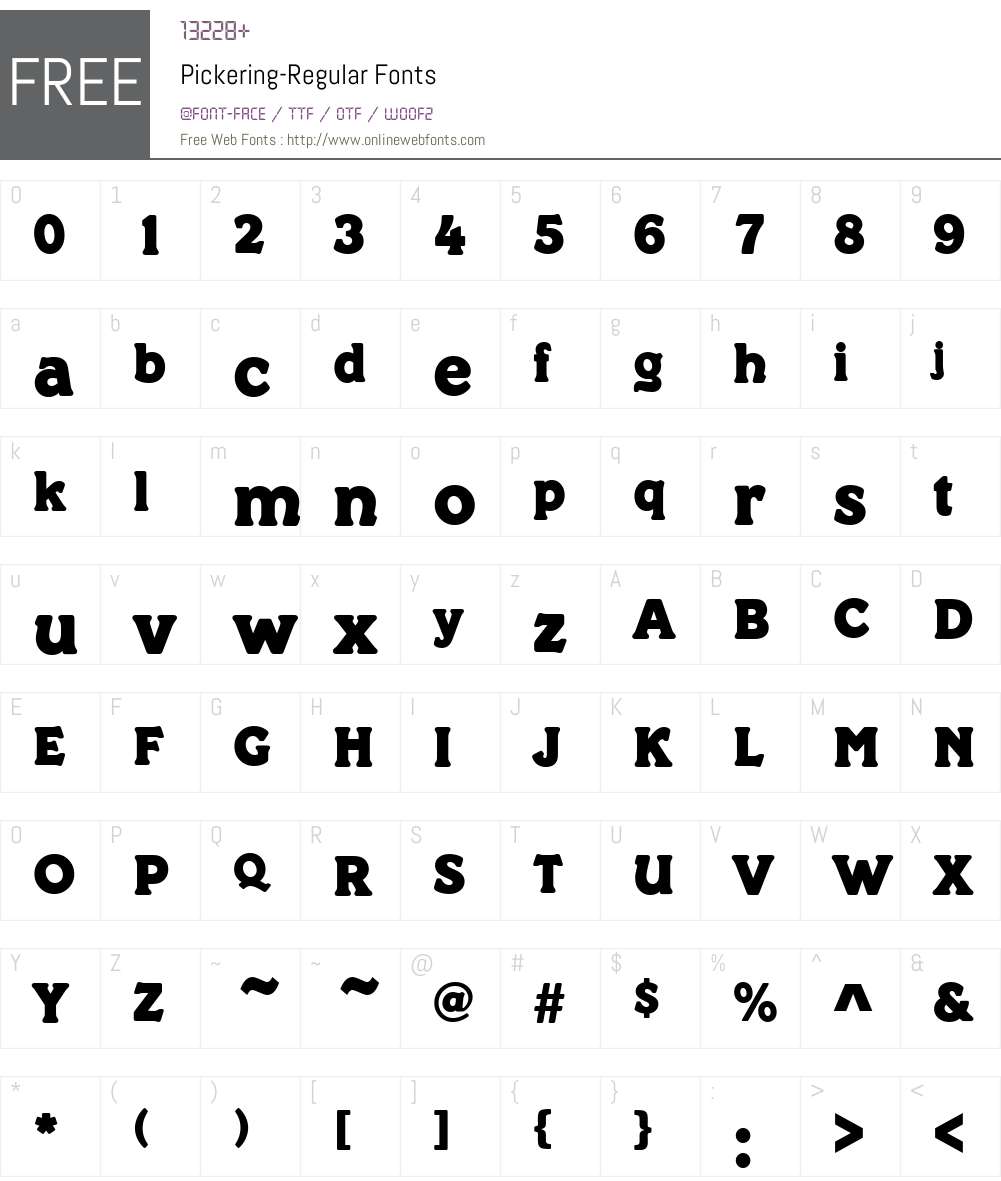 Pickering Font Screenshots