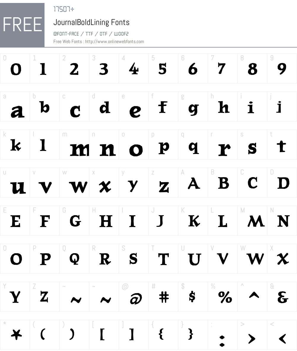 JournalBoldLining Font Screenshots
