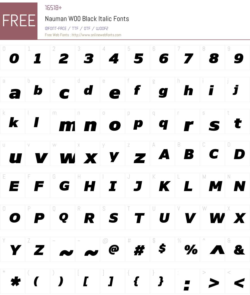 NaumanW00-BlackItalic Font Screenshots