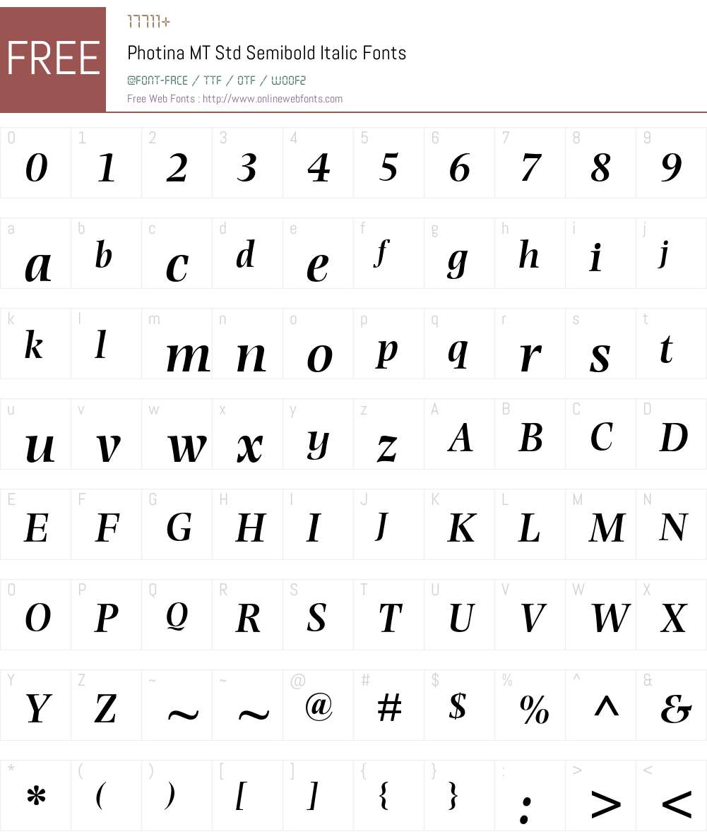 Photina MT Std Font Screenshots