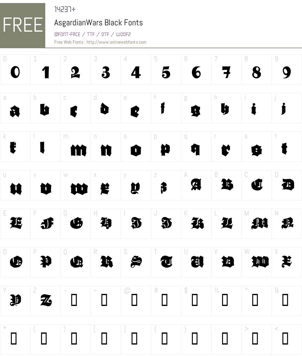 AsgardianWars Font Screenshots