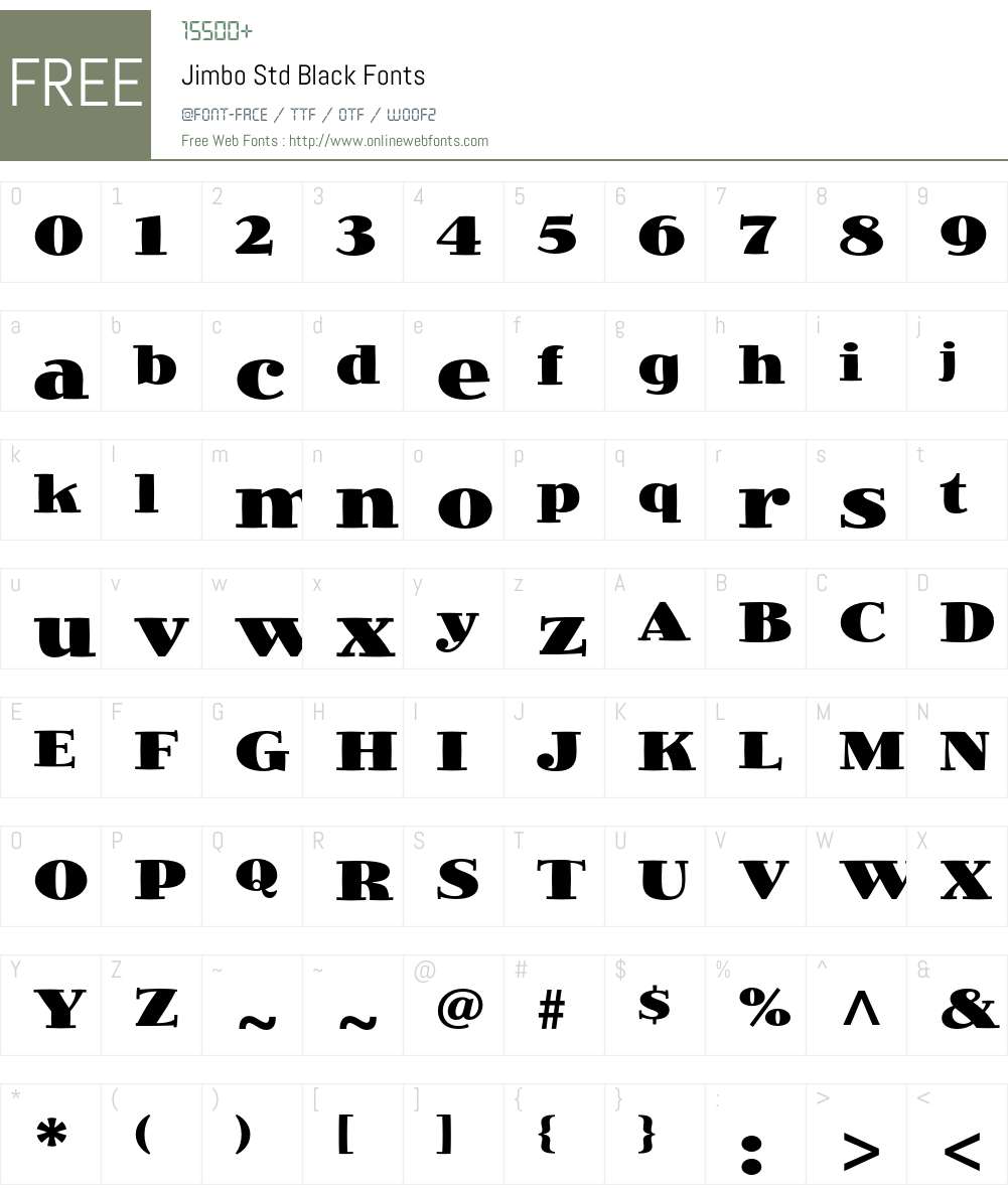 Jimbo Std Font Screenshots