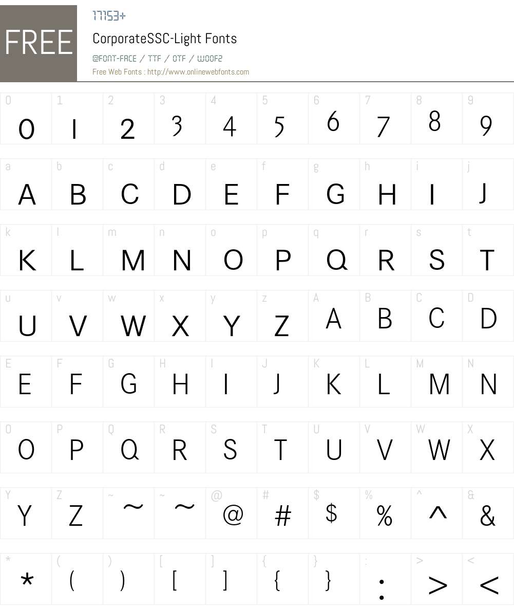CorporateSSC Font Screenshots