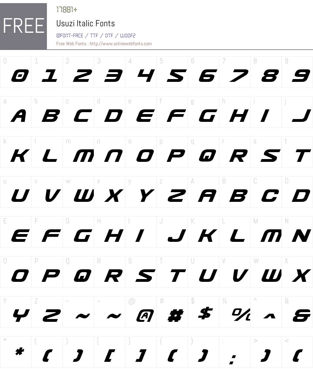 Usuzi Italic Font Screenshots