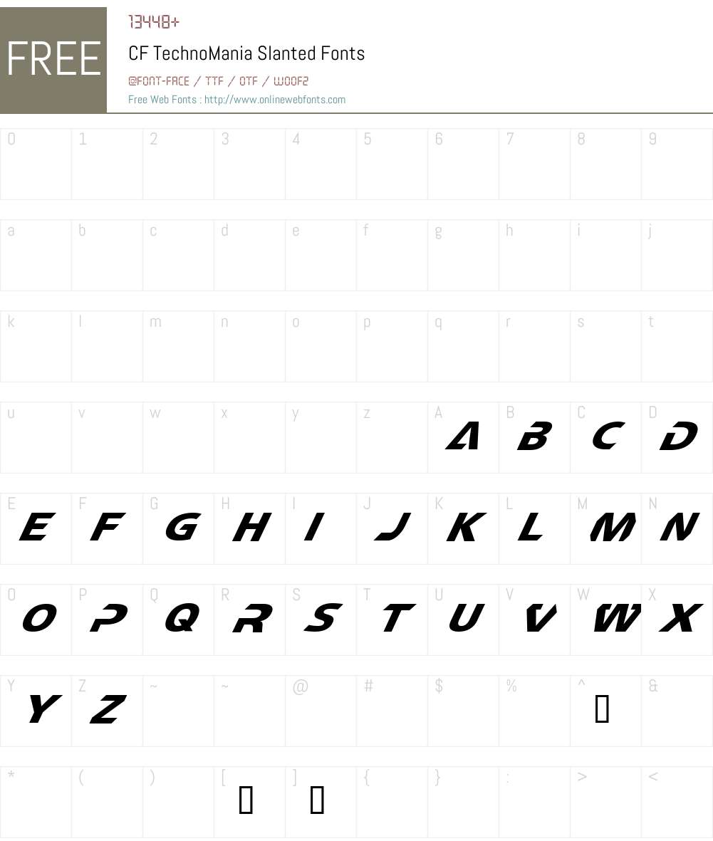 CF TechnoMania Font Screenshots