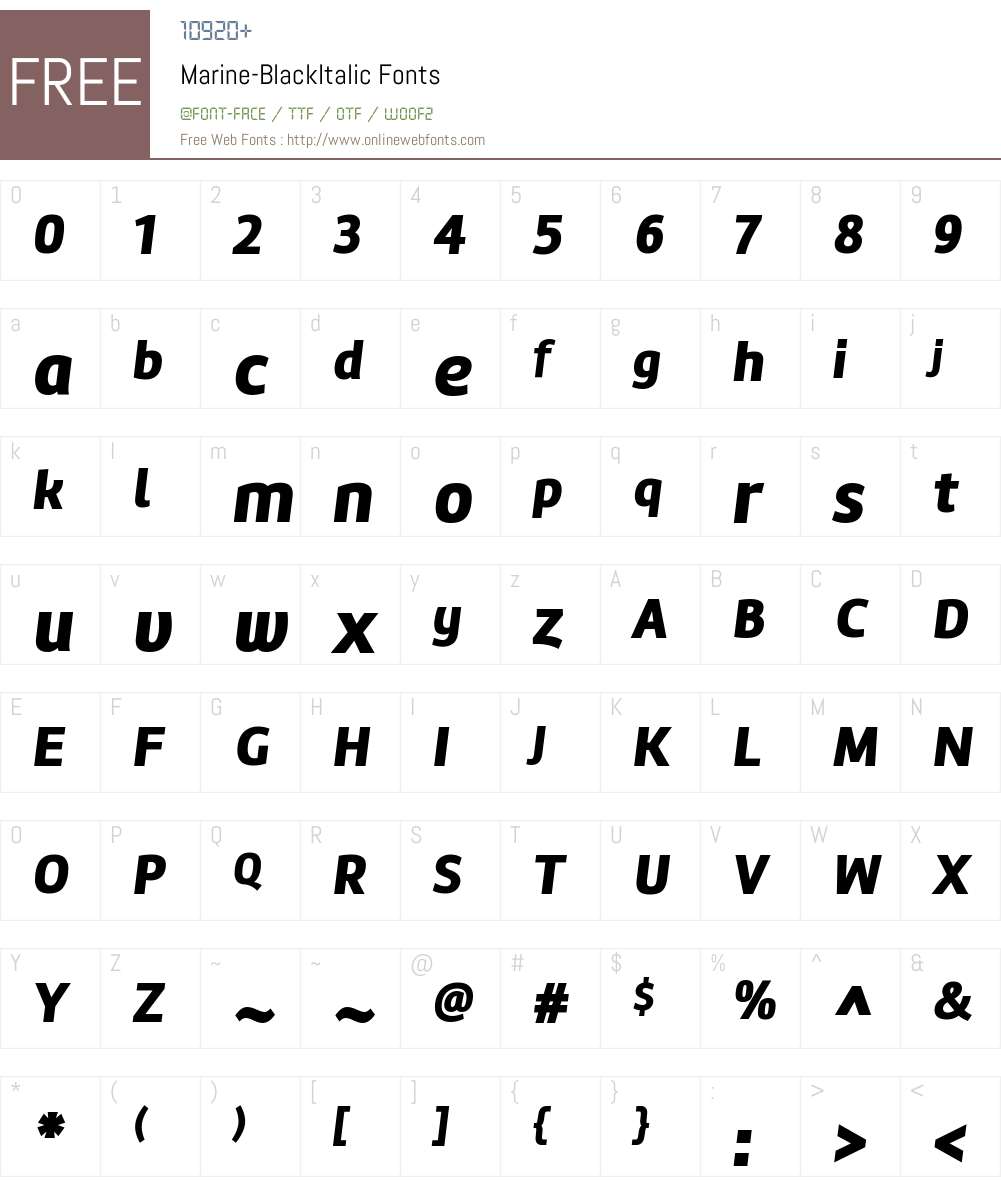 Marine Black Font Screenshots