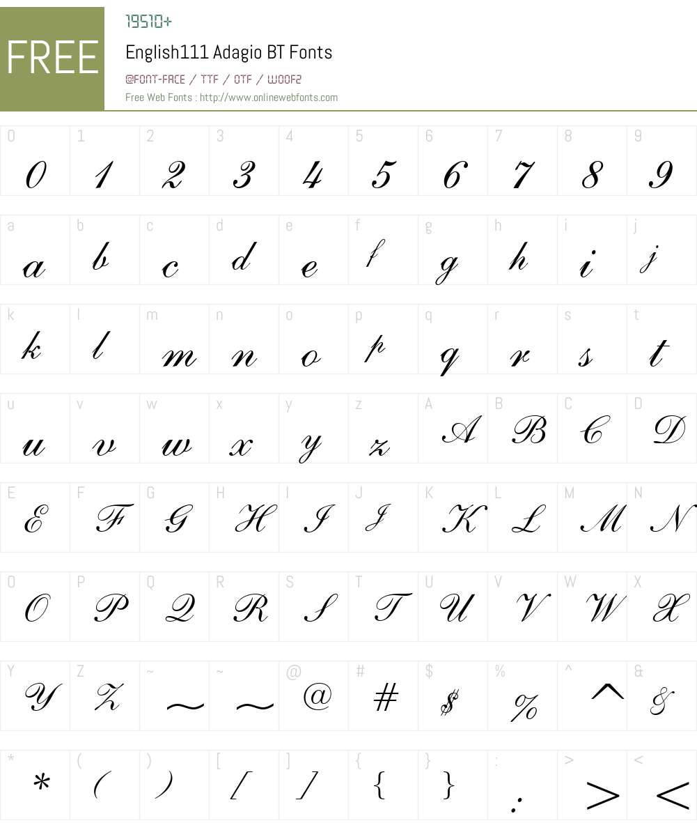 English111 Adagio BT Font Screenshots